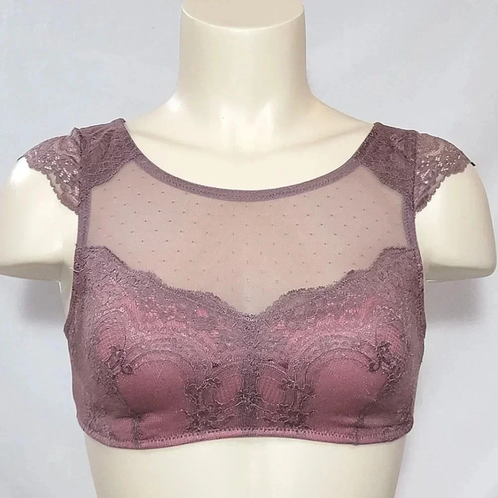 XS X-XSMALL Gilligan & O'Malley Cap‎ Sleeve High Neck Lace Bralette NWT